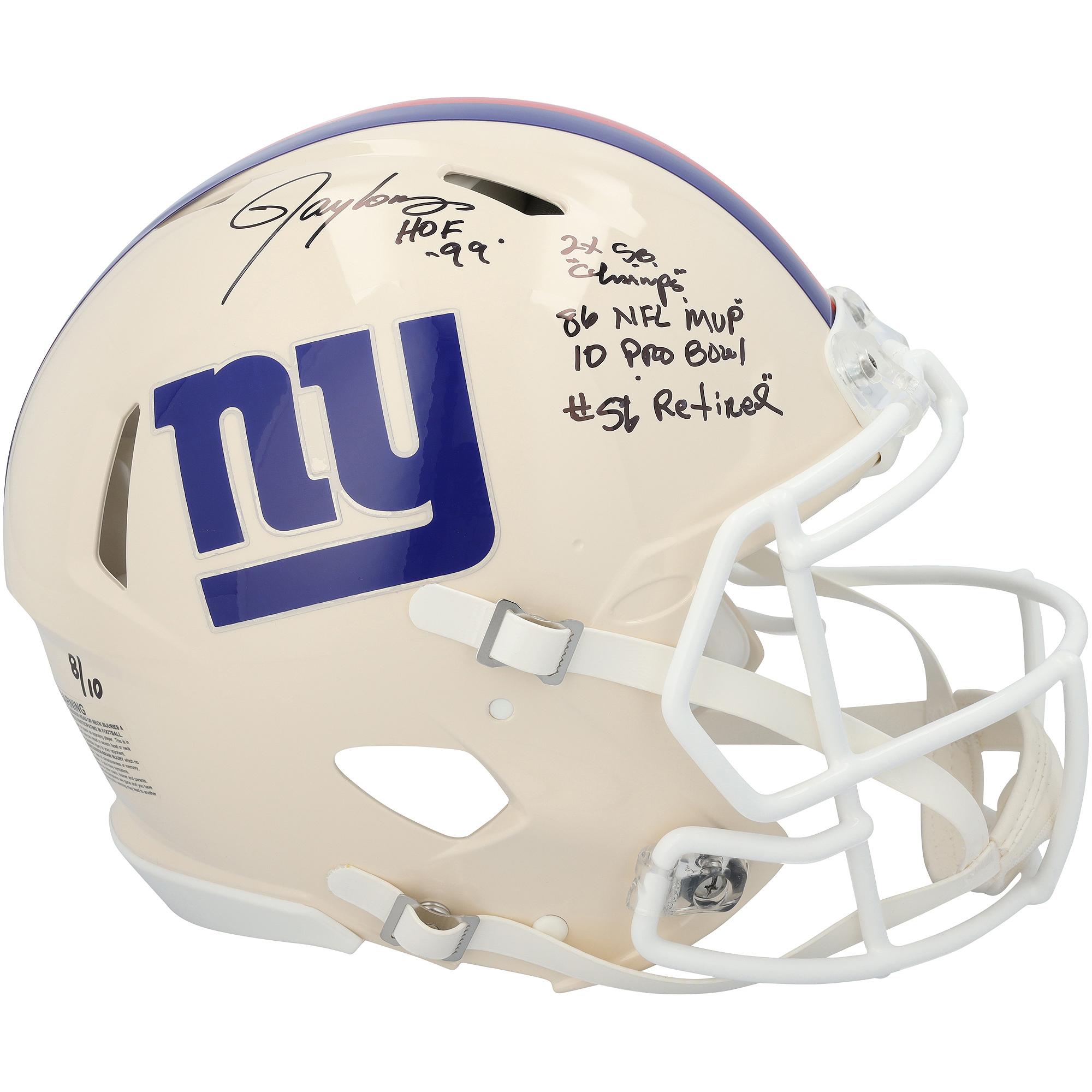 Lawrence Taylor New York Giants Autographed Riddell Retro Speed Authentic Helmet with Multiple Inscriptions