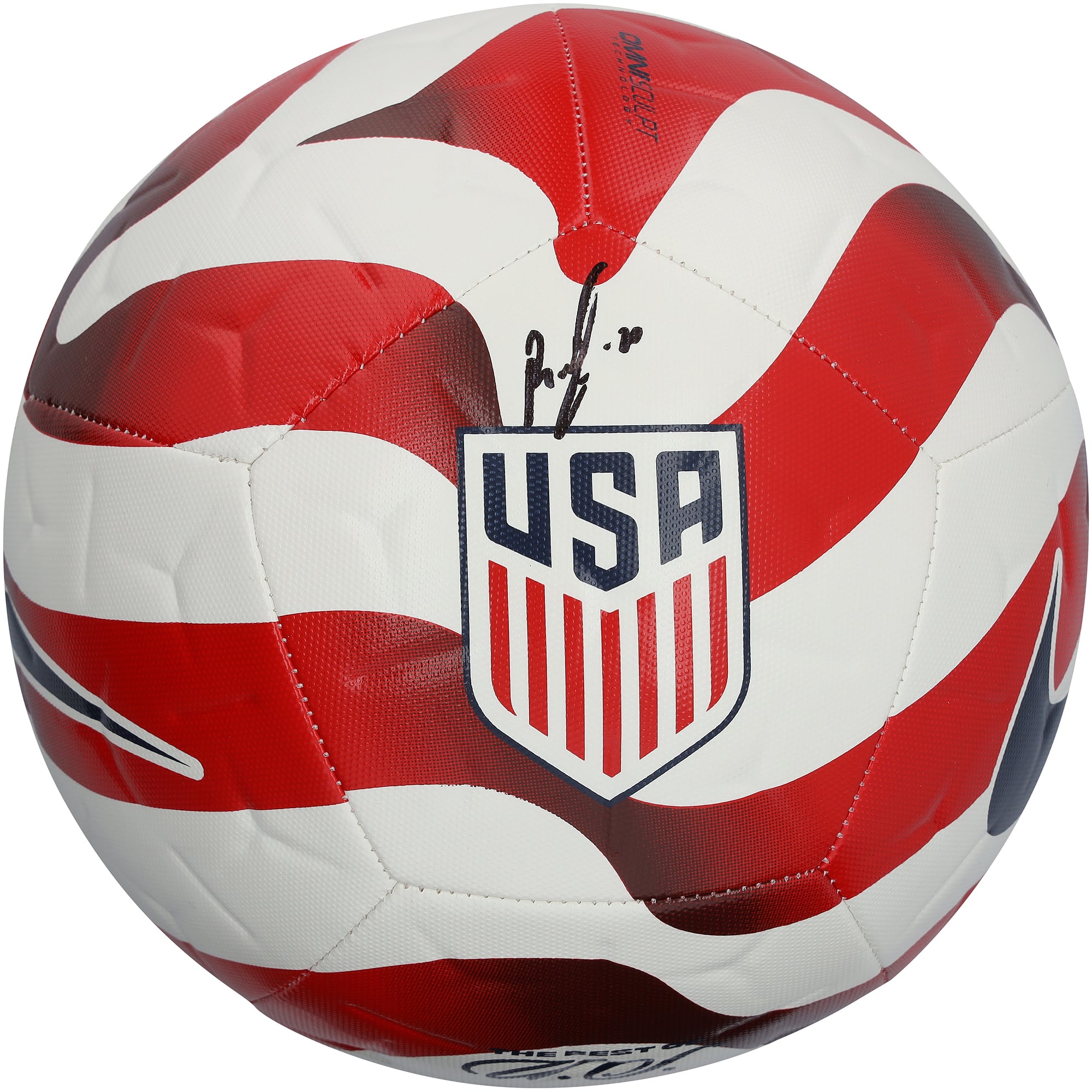 Folarin Balogun USMNT Autographed USA Red/White Academy Soccer Ball