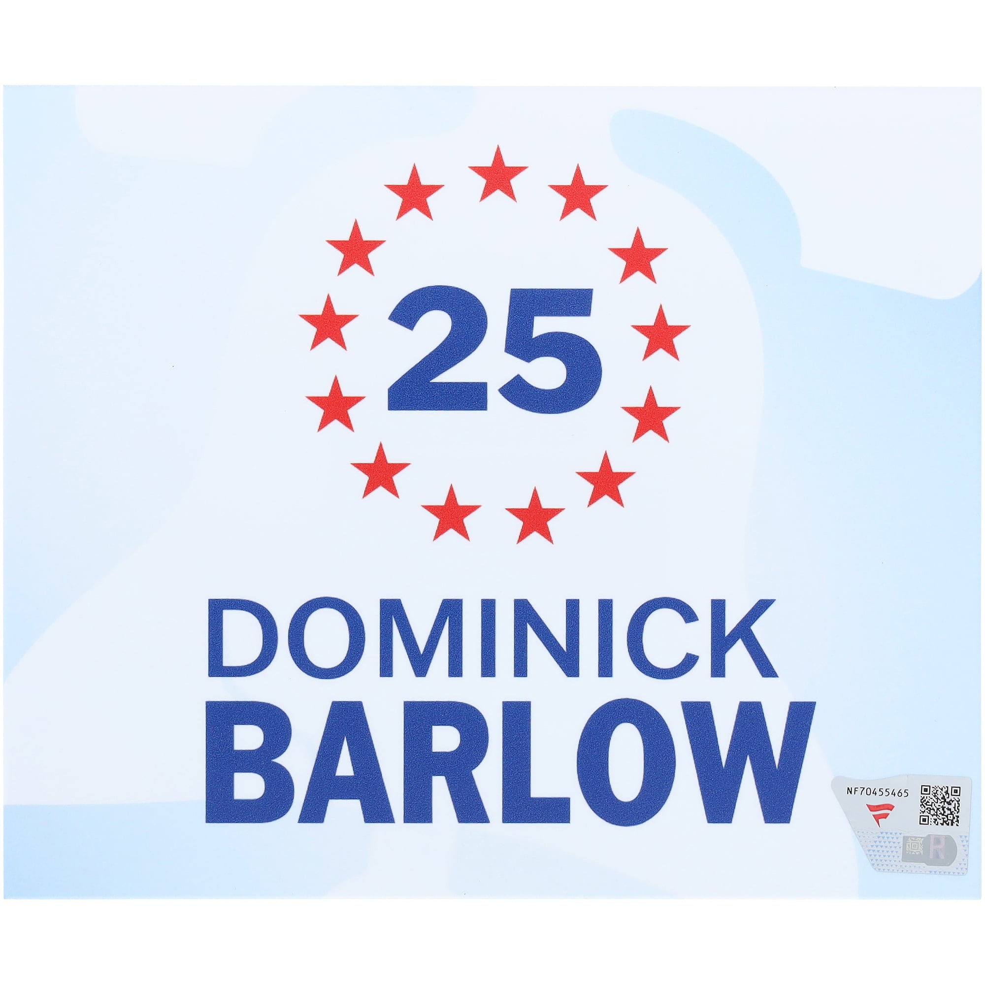 Dominick Barlow Philadelphia 76ers Player-Issued #25 White Nameplate from the 2025-26 NBA Season