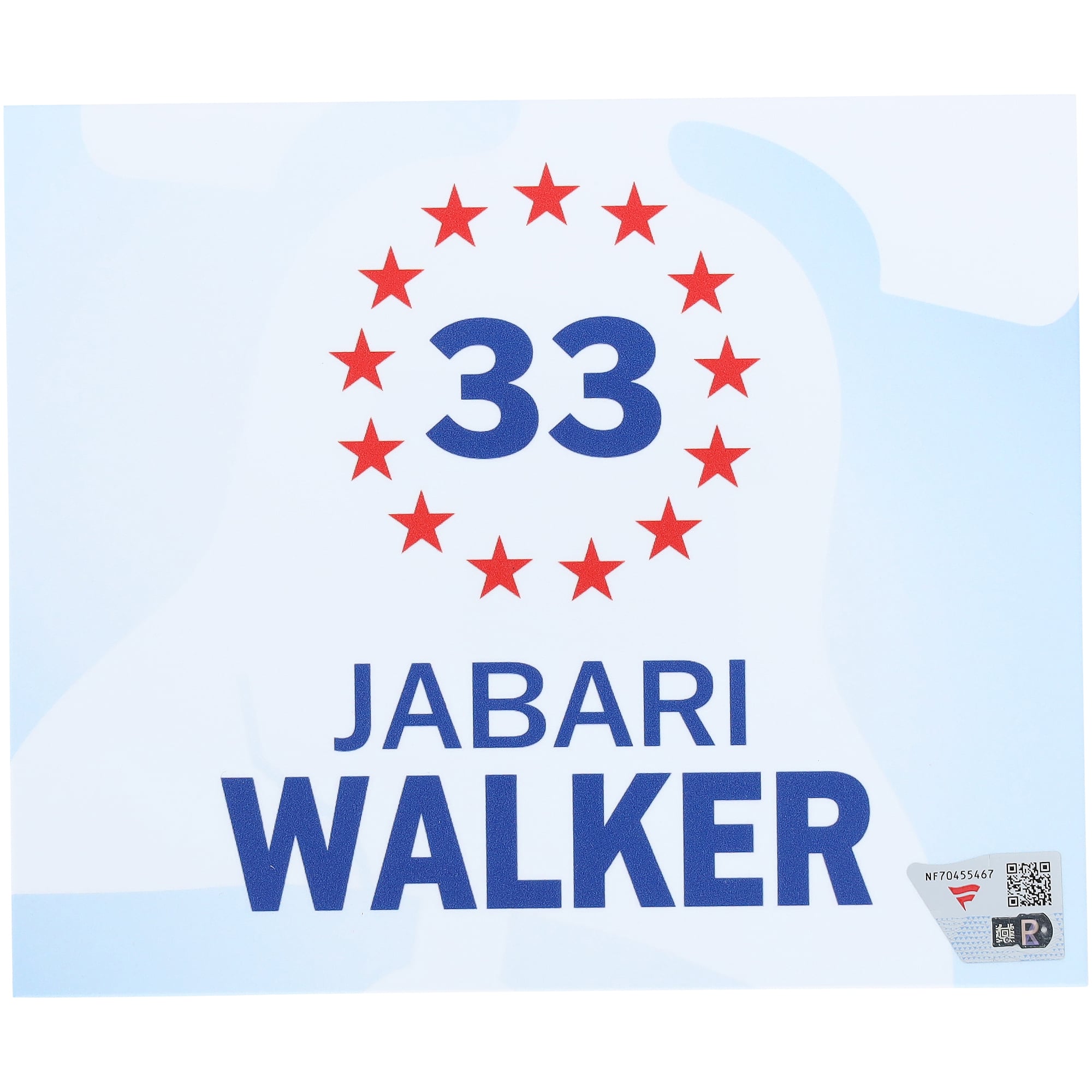 Jabari Walker Philadelphia 76ers Player-Issued #33 White Nameplate from the 2025-26 NBA Season
