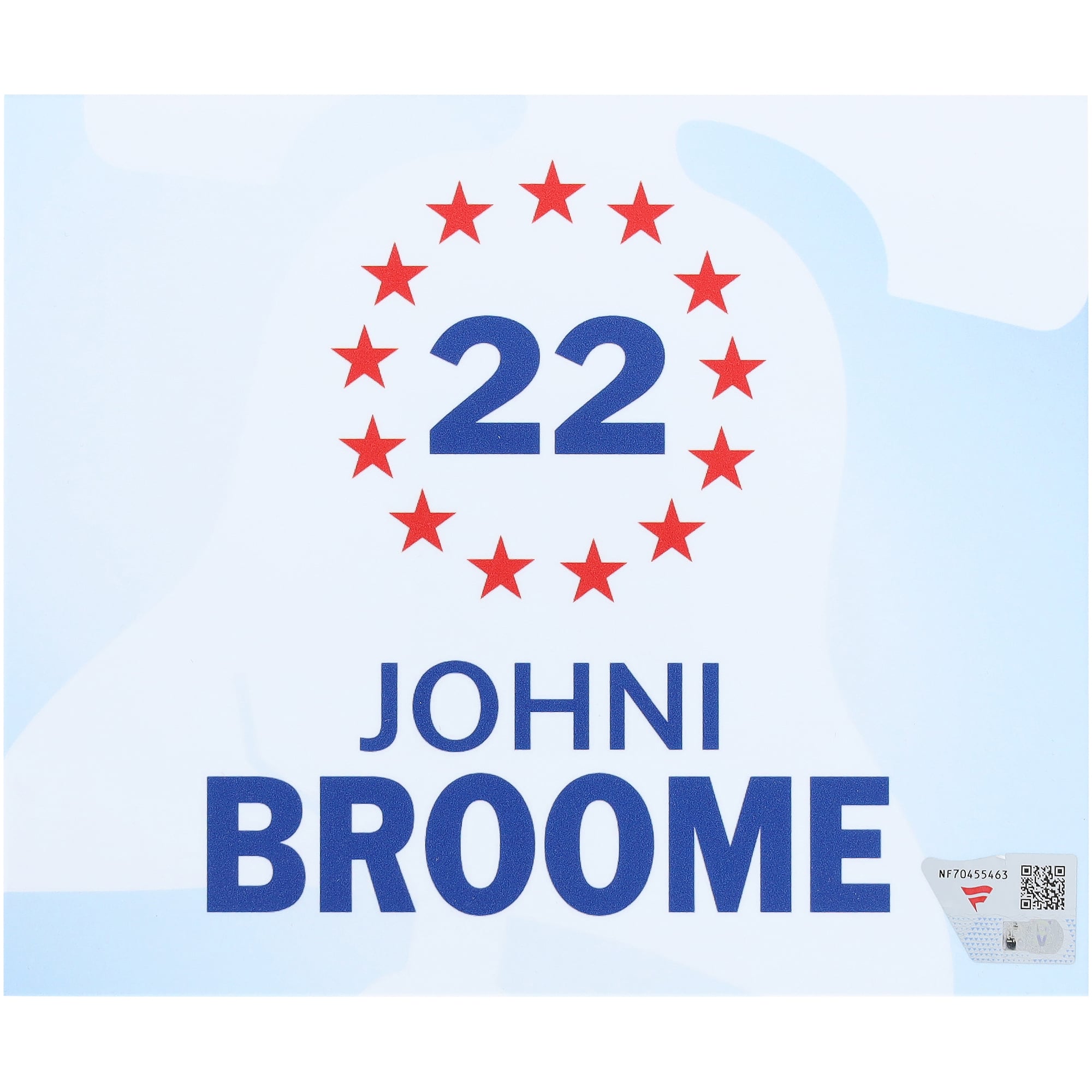 Johni Broome Philadelphia 76ers Player-Issued #22 White Nameplate from the 2025-26 NBA Season