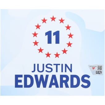 Justin Edwards Philadelphia 76ers Player-Issued #11 White Nameplate from the 2025-26 NBA Season