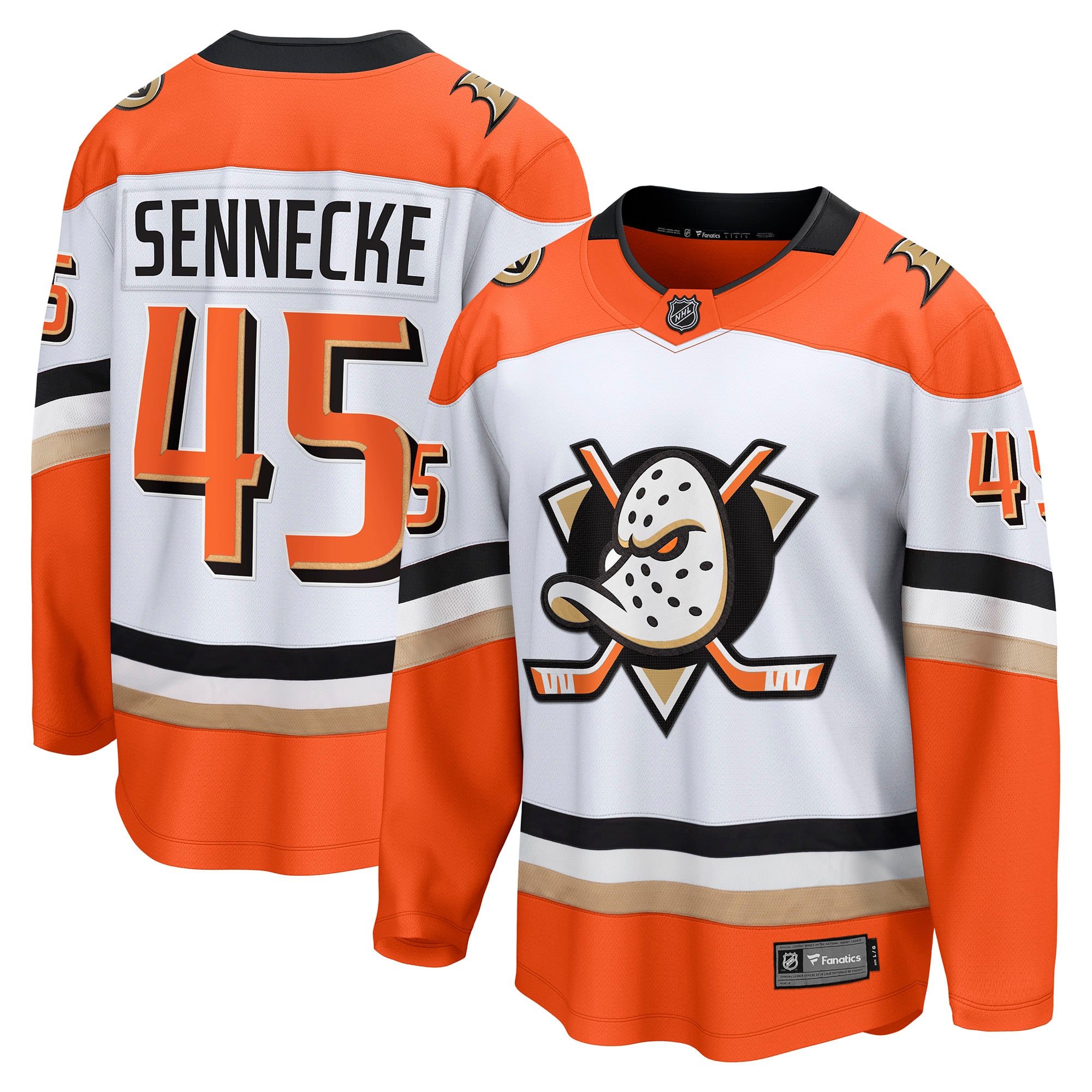 Anaheim Ducks Fanatics Breakaway Auswärtstrikot - Weiß - Beckett Sennecke - Herren: retailer-supplied image