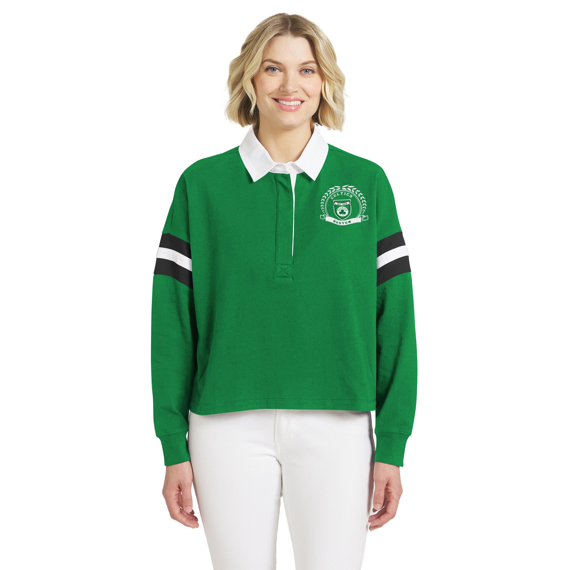 Women's WEAR by Erin Andrews  Kelly Green Boston Celtics Rugby Polo