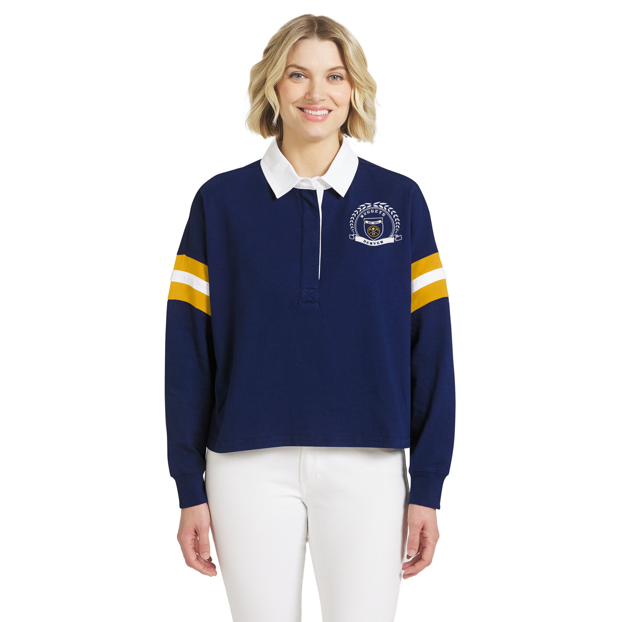 Women's WEAR by Erin Andrews  Navy Denver Nuggets Rugby Polo