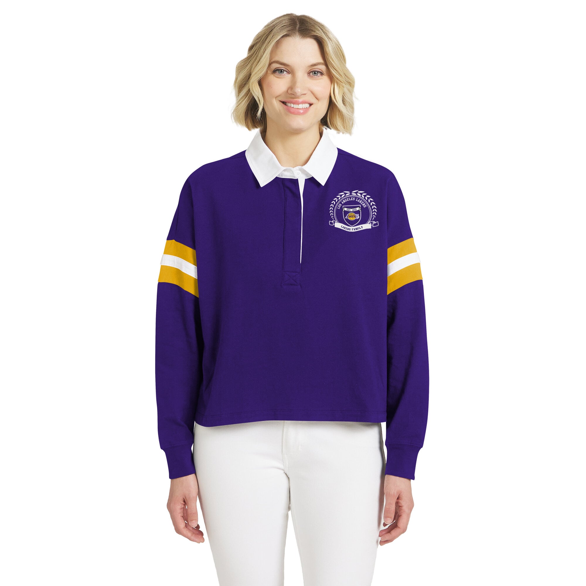 Women's WEAR by Erin Andrews  Purple Los Angeles Lakers Rugby Polo