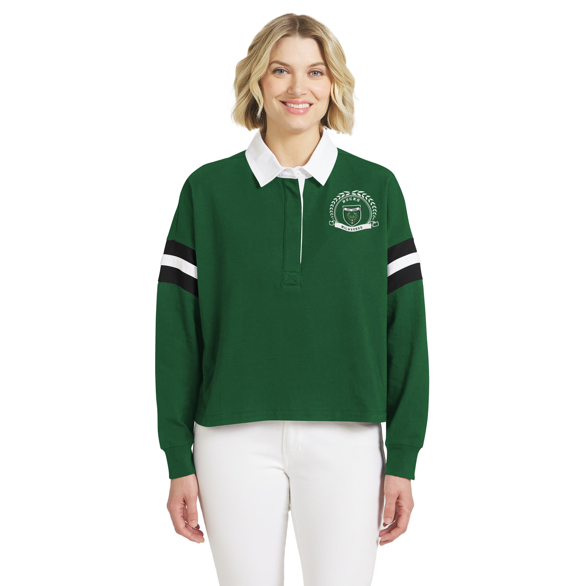 Women's WEAR by Erin Andrews  Hunter Green Milwaukee Bucks Rugby Polo