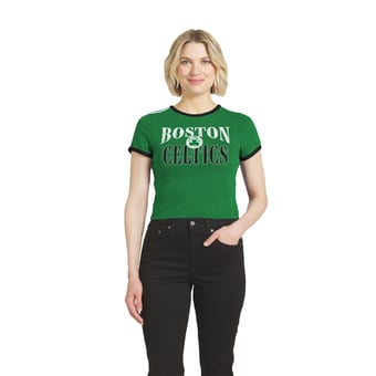 Women's WEAR by Erin Andrews  Kelly Green Boston Celtics Ringer Baby T-Shirt