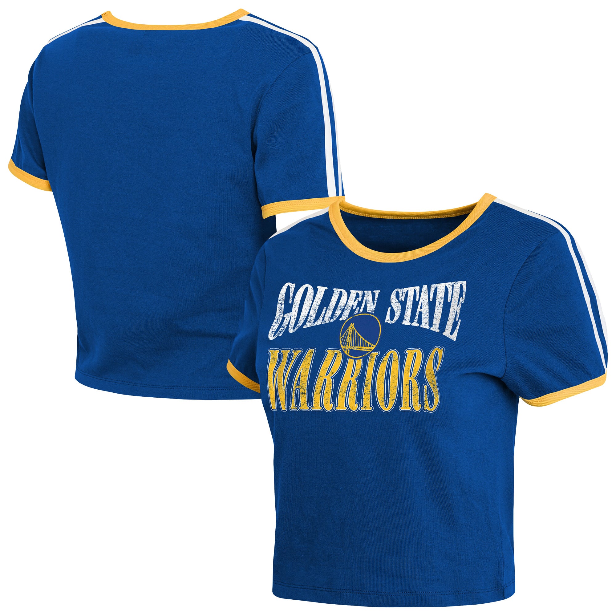Women's WEAR by Erin Andrews Royal Golden State Warriors Ringer Baby T-Shirt
