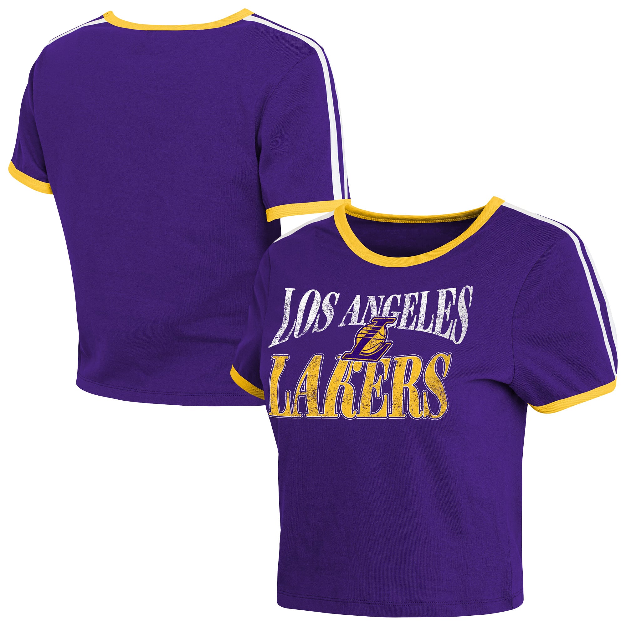 Women's WEAR by Erin Andrews Purple Los Angeles Lakers Ringer Baby T-Shirt