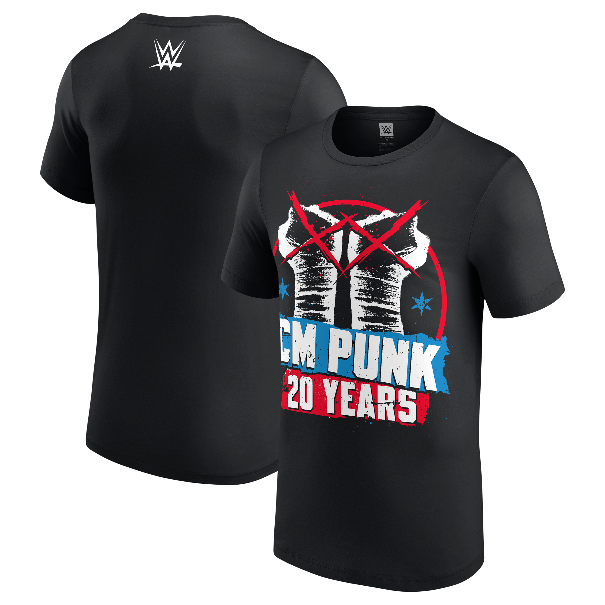 Men's Black CM Punk 20 Years Fists T-Shirt