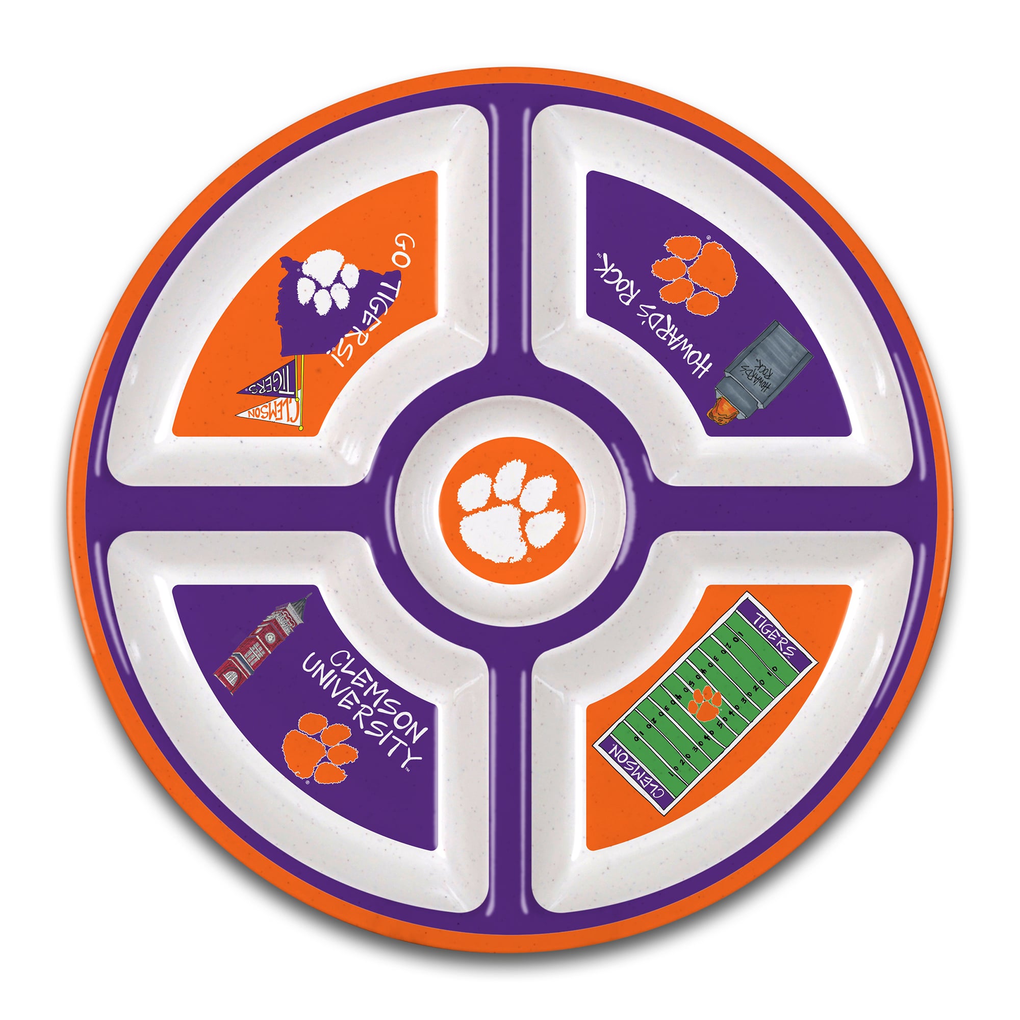 Clemson Tigers Five-Section Melamine Platter