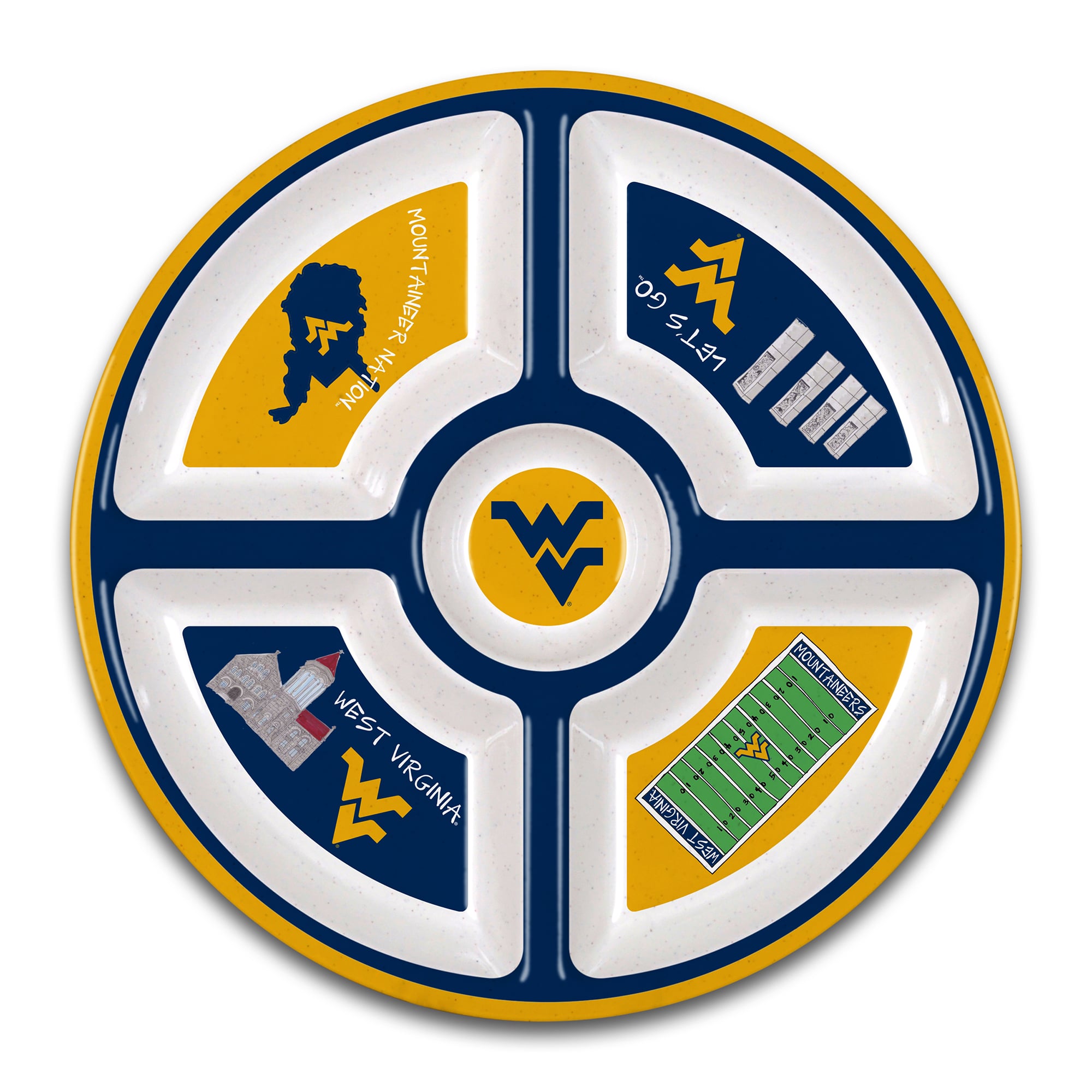 West Virginia Mountaineers Five-Section Melamine Platter