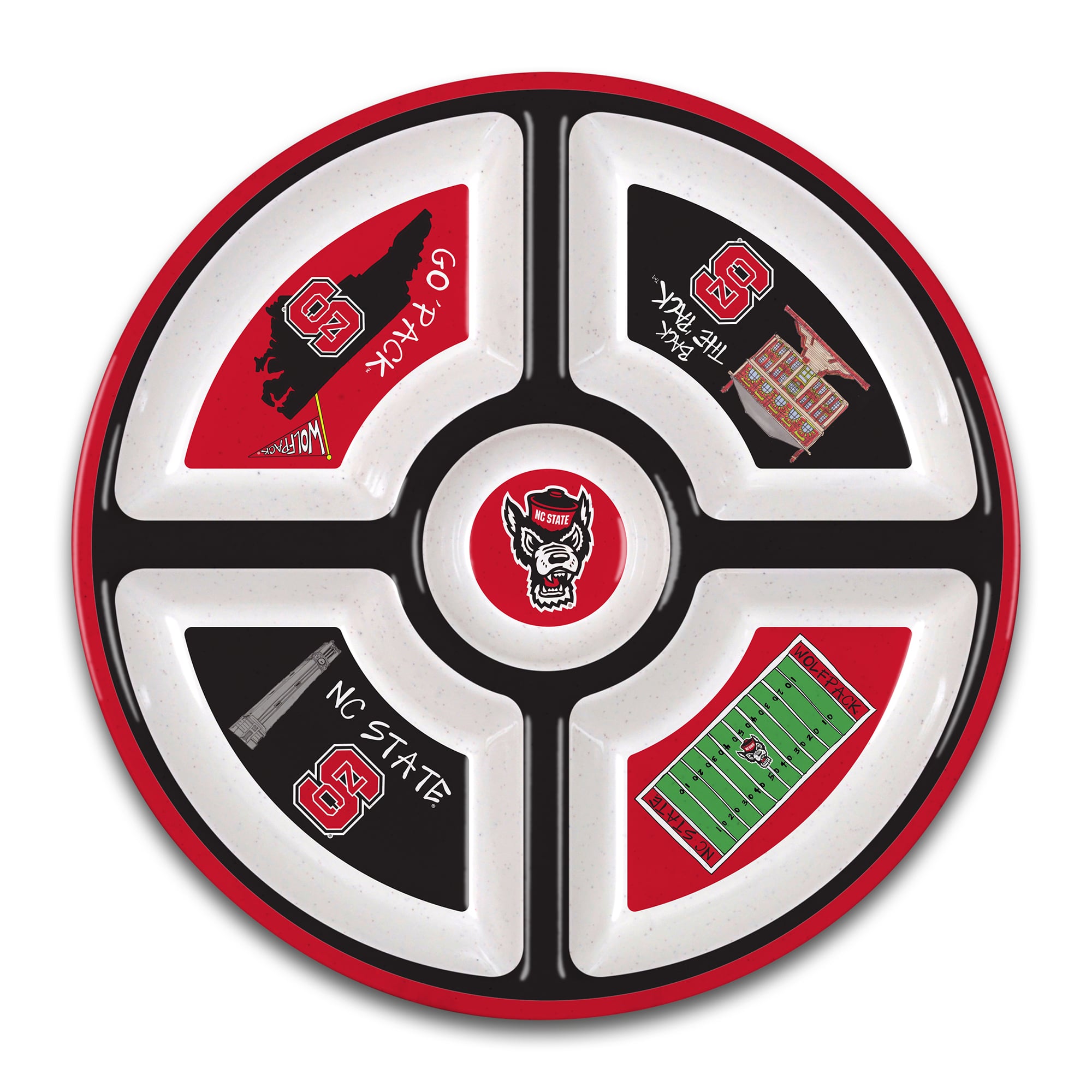 NC State Wolfpack Five-Section Melamine Platter
