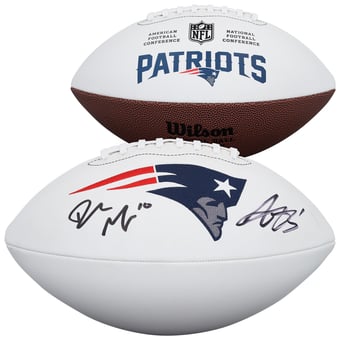 A.J. Brown & Drake Maye New England Patriots Autographed Wilson White Panel Football