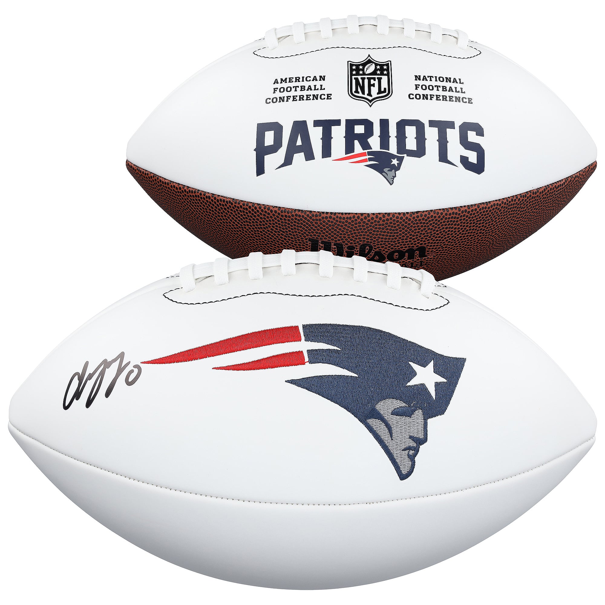 Christian Gonzalez New England Patriots Autographed Wilson White Panel Football