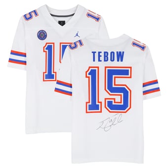 Tim Tebow Florida Gators Autographed White Jordan Brand Replica Jersey