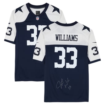 Javonte Williams Dallas Cowboys Autographed Navy Nike Throwback Game Jersey