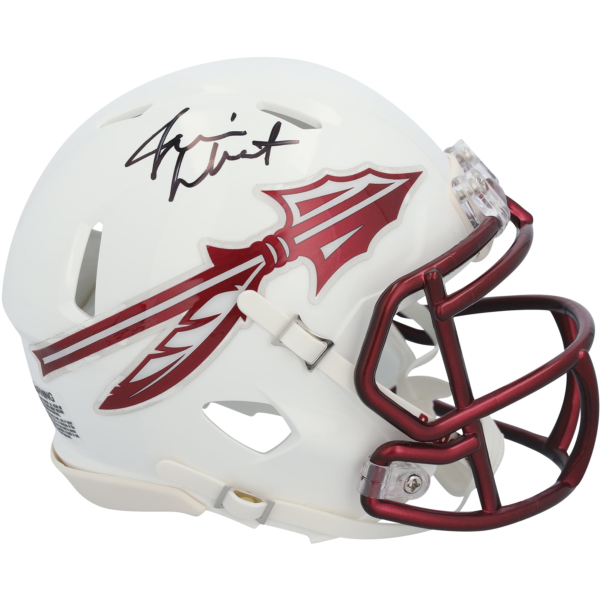 Jameis Winston Florida State Seminoles Autographed Riddell White with Garnet Facemask Speed Mini Helmet