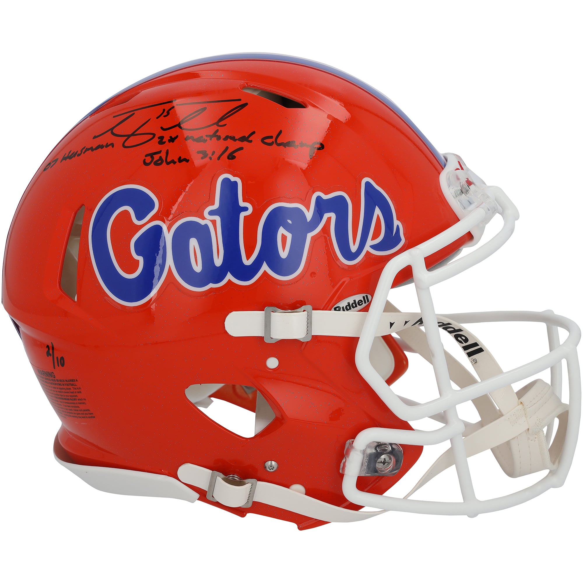 Tim Tebow Florida Gators Autographed Riddell Speed Authentic Helmet with Multiple Inscriptions - Limited Edition of 10