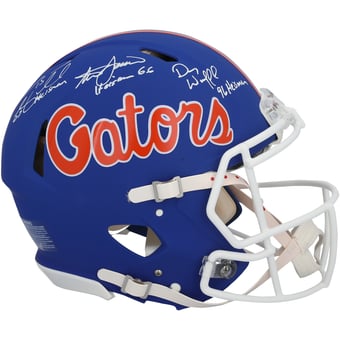 Tim Tebow, Steve Spurrier & Danny Wuerffel Florida Gators Autographed Riddell Blue Speed Authentic Helmet with Multiple Inscriptions