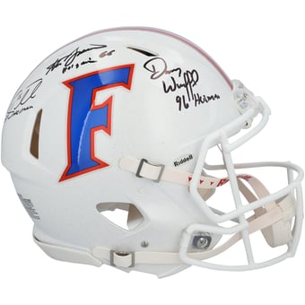 Tim Tebow, Steve Spurrier & Danny Wuerffel Florida Gators Autographed Riddell White Speed Authentic Helmet with Multiple Inscriptions