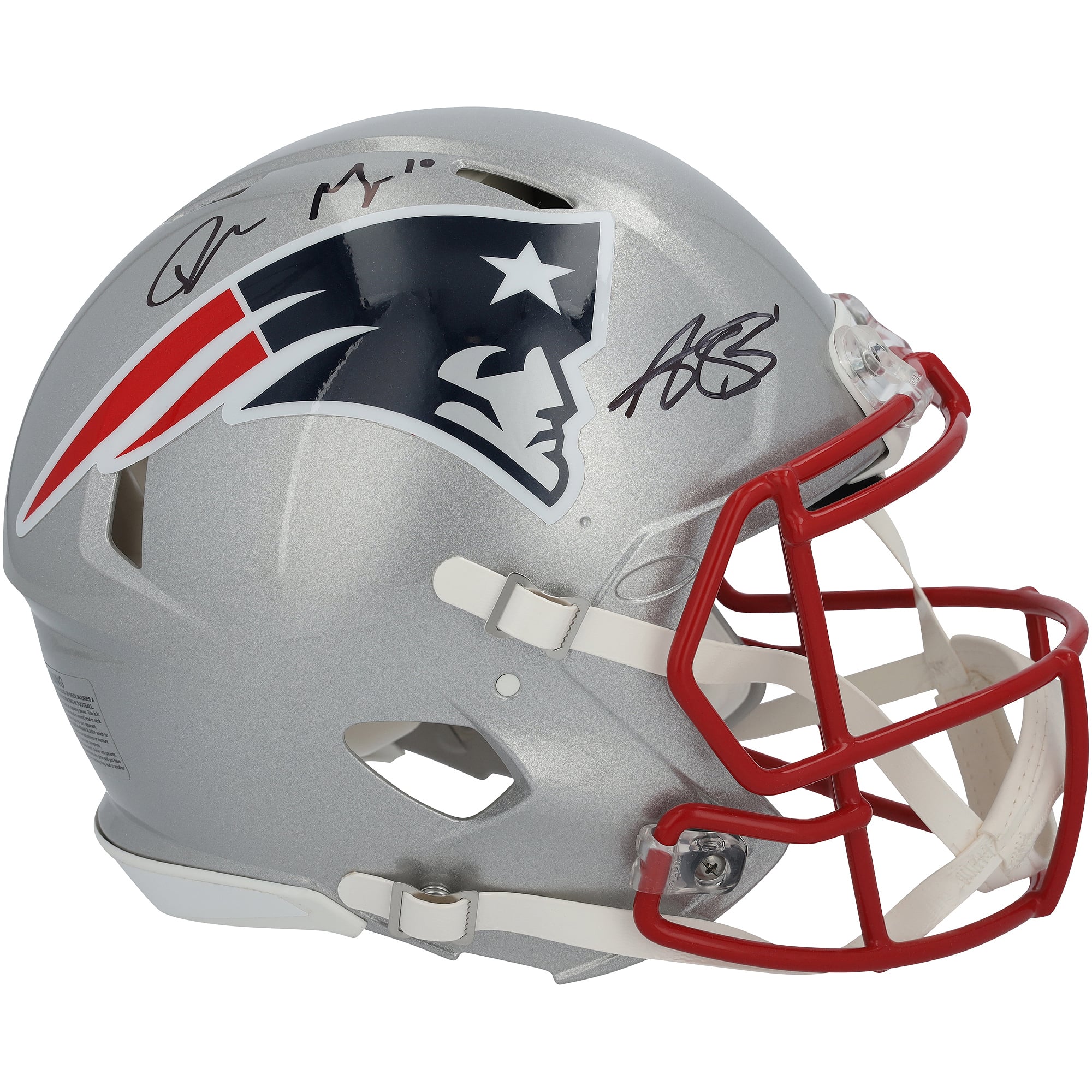 A.J. Brown & Drake Maye New England Patriots Autographed Riddell Speed Authentic Helmet