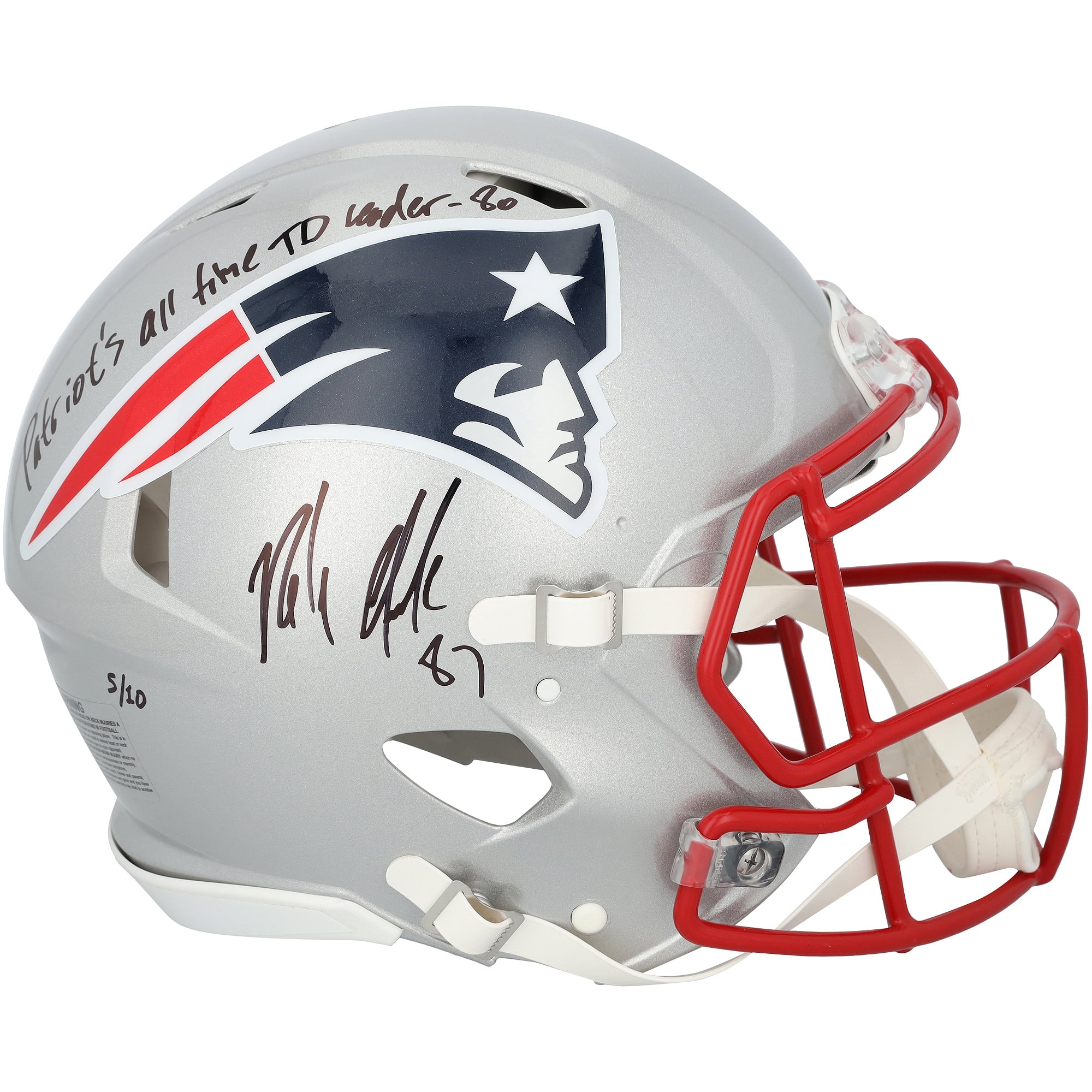 Rob Gronkowski New England Patriots Autographed Riddell Speed Authentic Helmet with "Patriot's all time TD leader - 80" Inscription - Limited Edition of 10