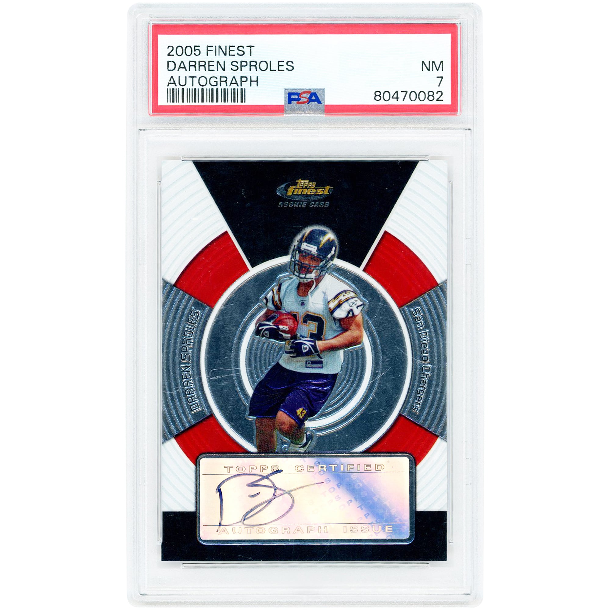 Darren Sproles San Diego Chargers Autographed 2005 Topps Finest #NNO PSA Authenticated 7 Rookie Card