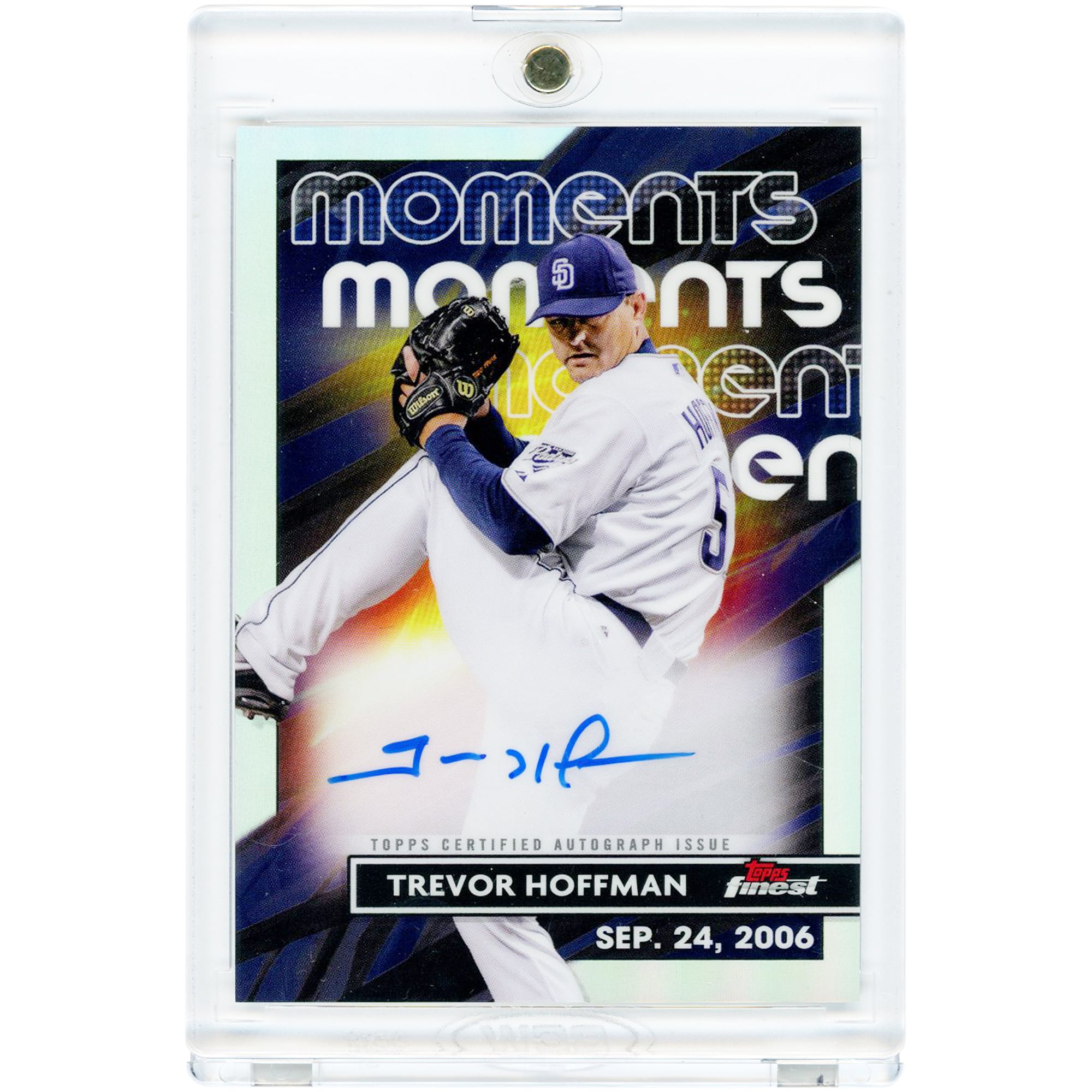 Trevor Hoffman San Diego Padres Autographed 2023 Topps Finest Moments #FMA-TH Card. rookie card picture