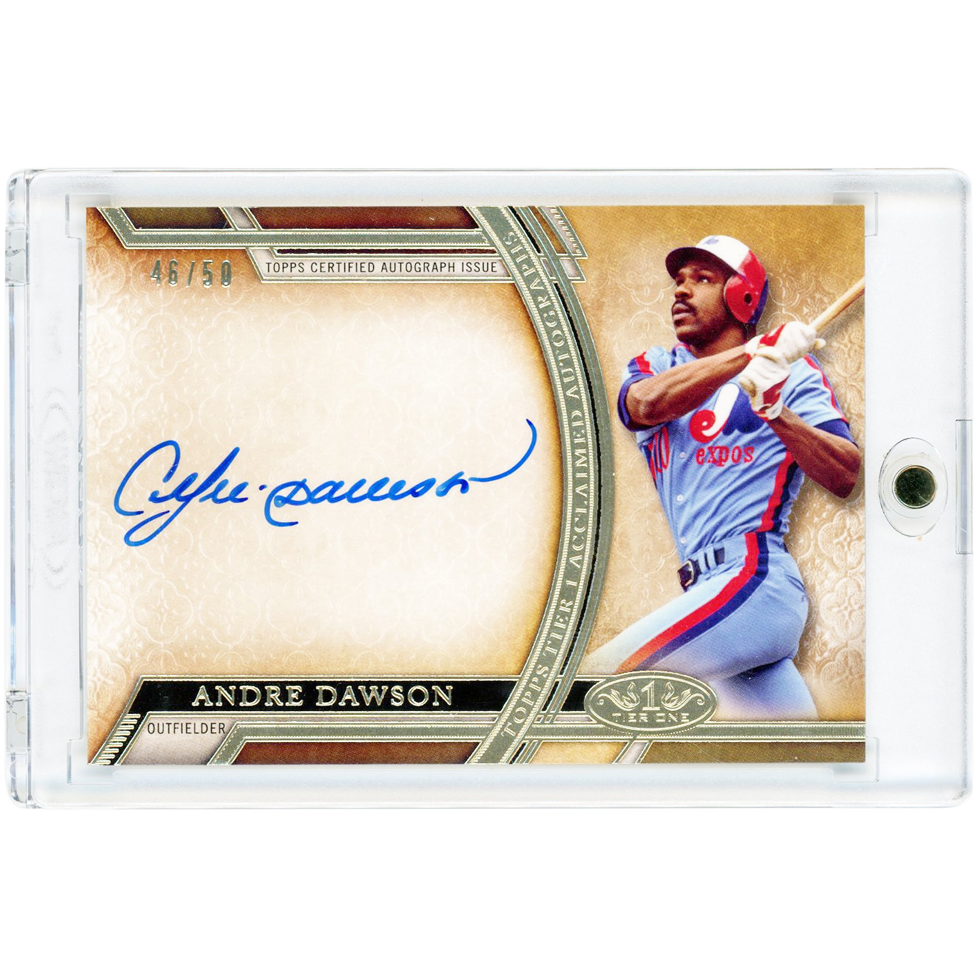 Andre Dawson Montreal Expos Autographed 2015 Topps Tier One Acclaimed #AA-AD #46/50 Card. rookie card picture