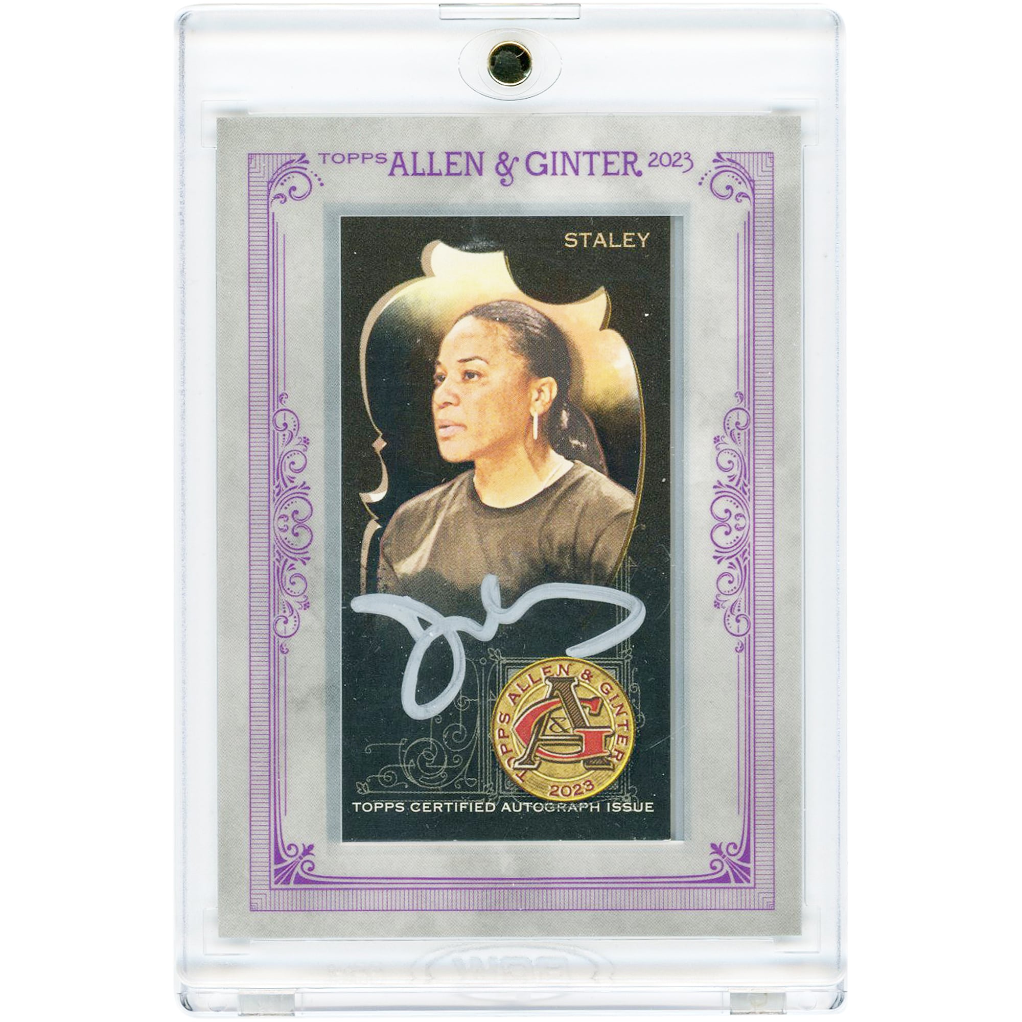 Dawn Staley South Carolina Gamecocks Autographed 2023 Topps Allen & Ginter Black Frame Mini Silver Ink #MA-DS #20/25 Card. rookie card picture