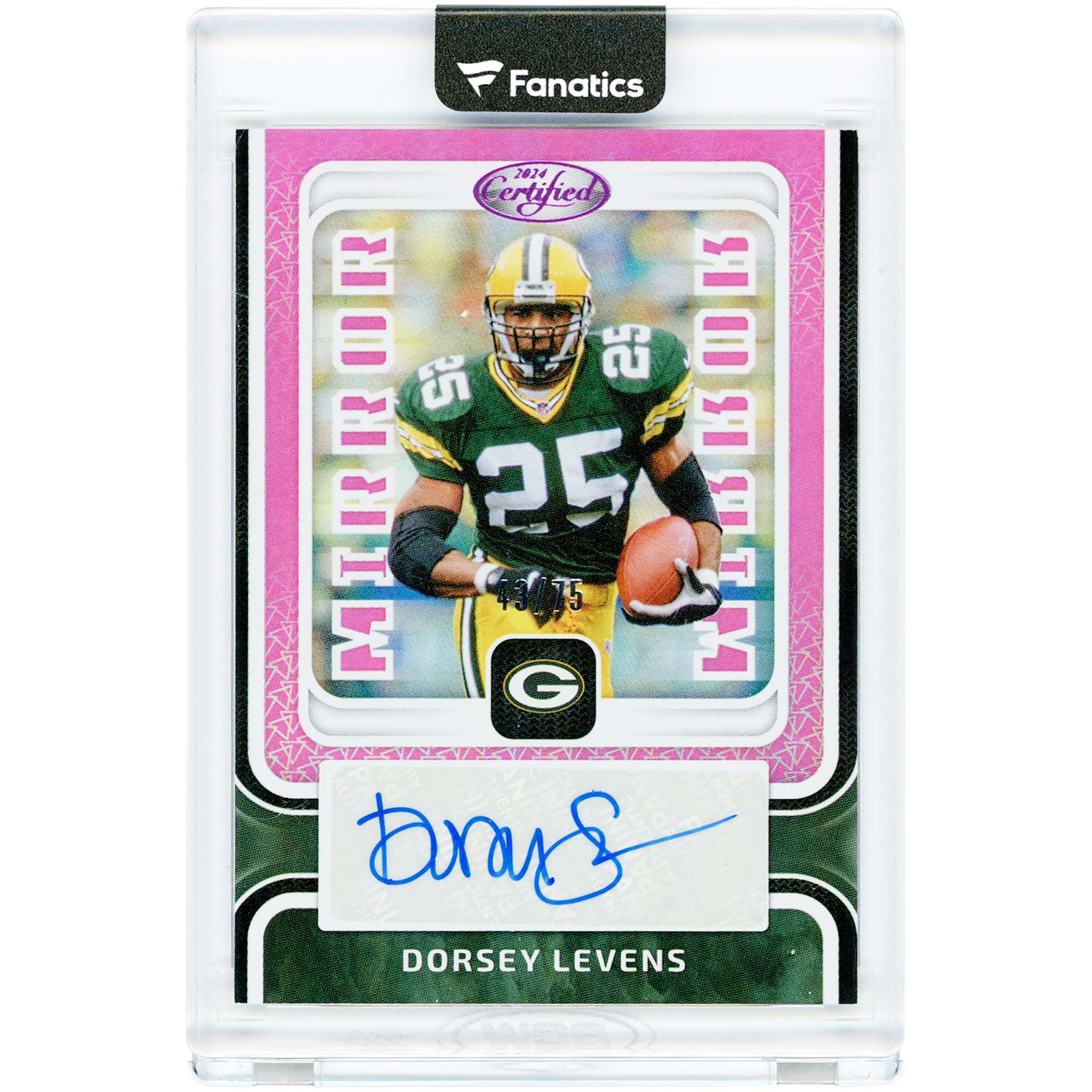 Dorsey Levens Green Bay Packers Autographed 2024 Panini Certified Pink Mirror Signatures #MS-DL Card