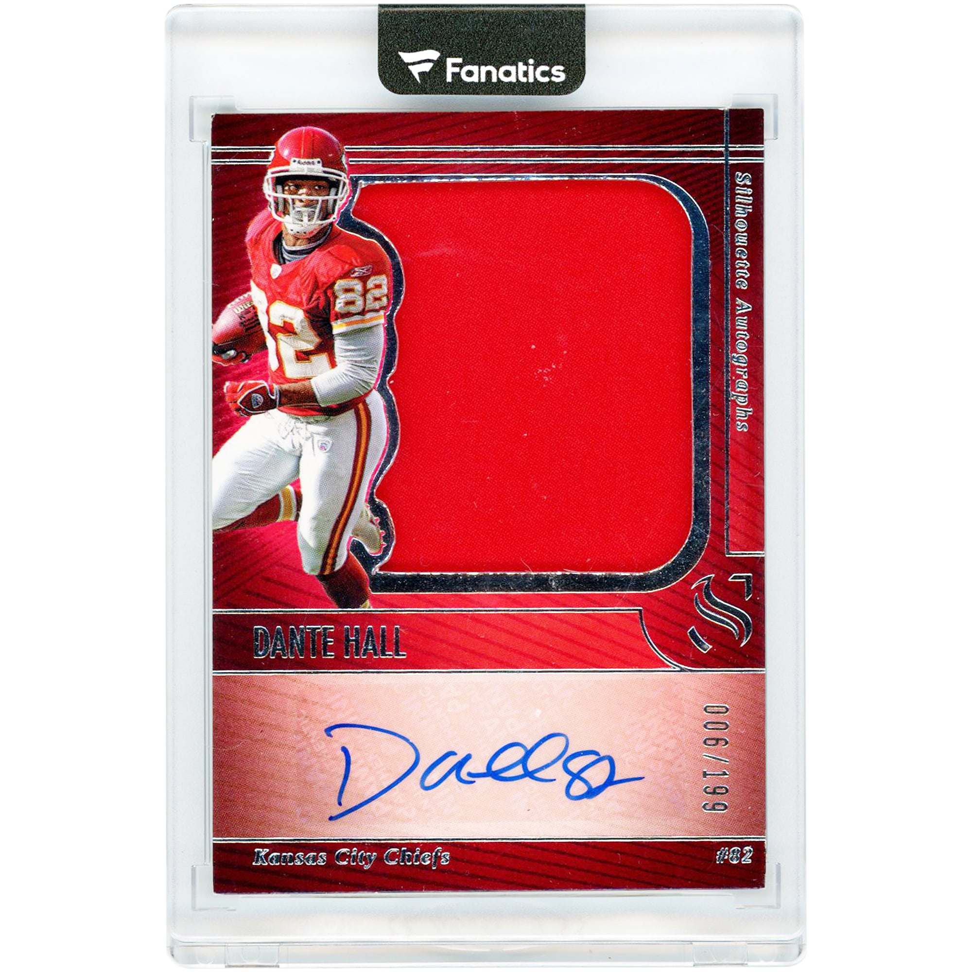 Dante Hall Kansas City Chiefs Autographed 2025 Panini Silhouette #SA-DHL #6/199 Card. rookie card picture