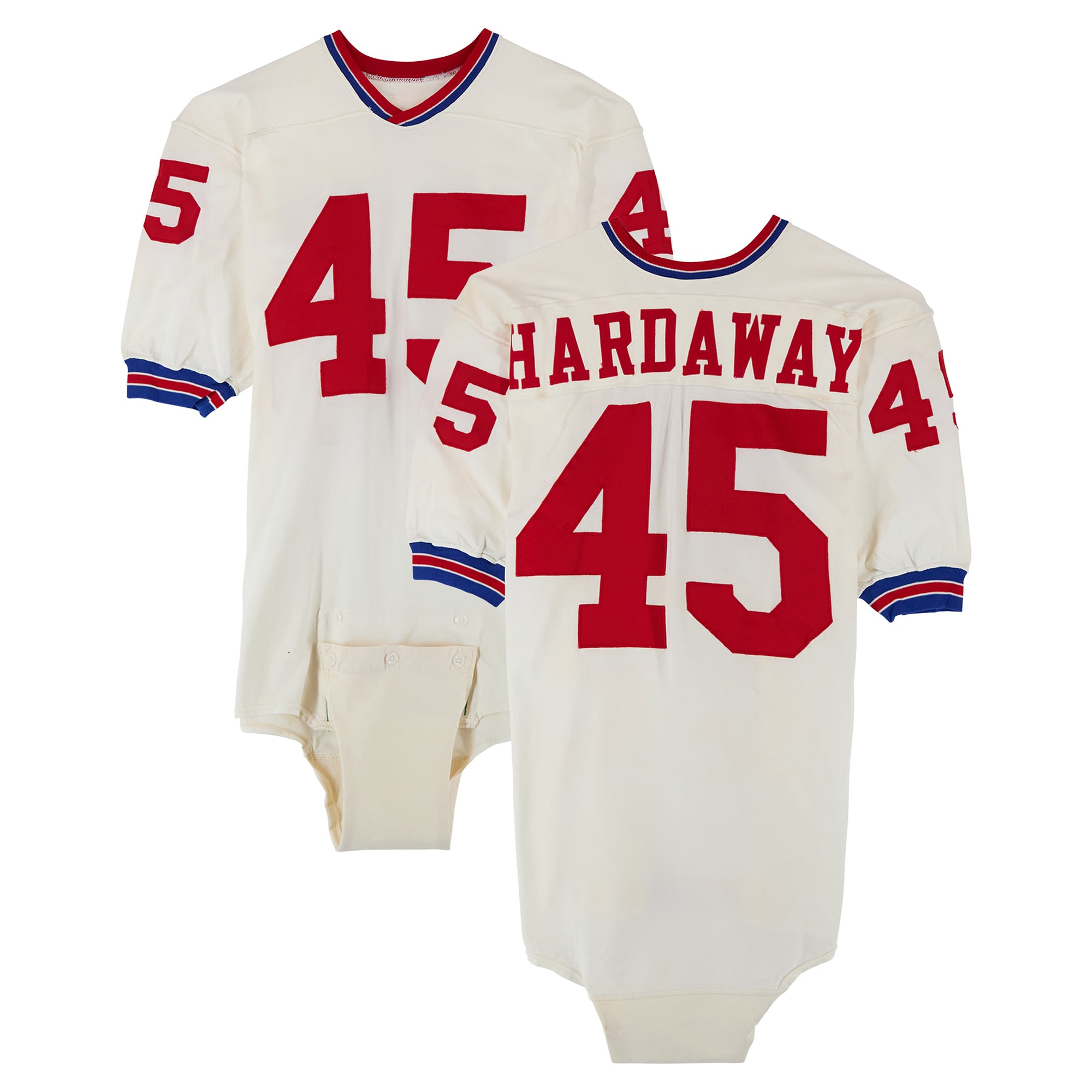 Danny Hardaway New England Patriots Player-Issued #45 White Jersey from the 1972 NFL Season