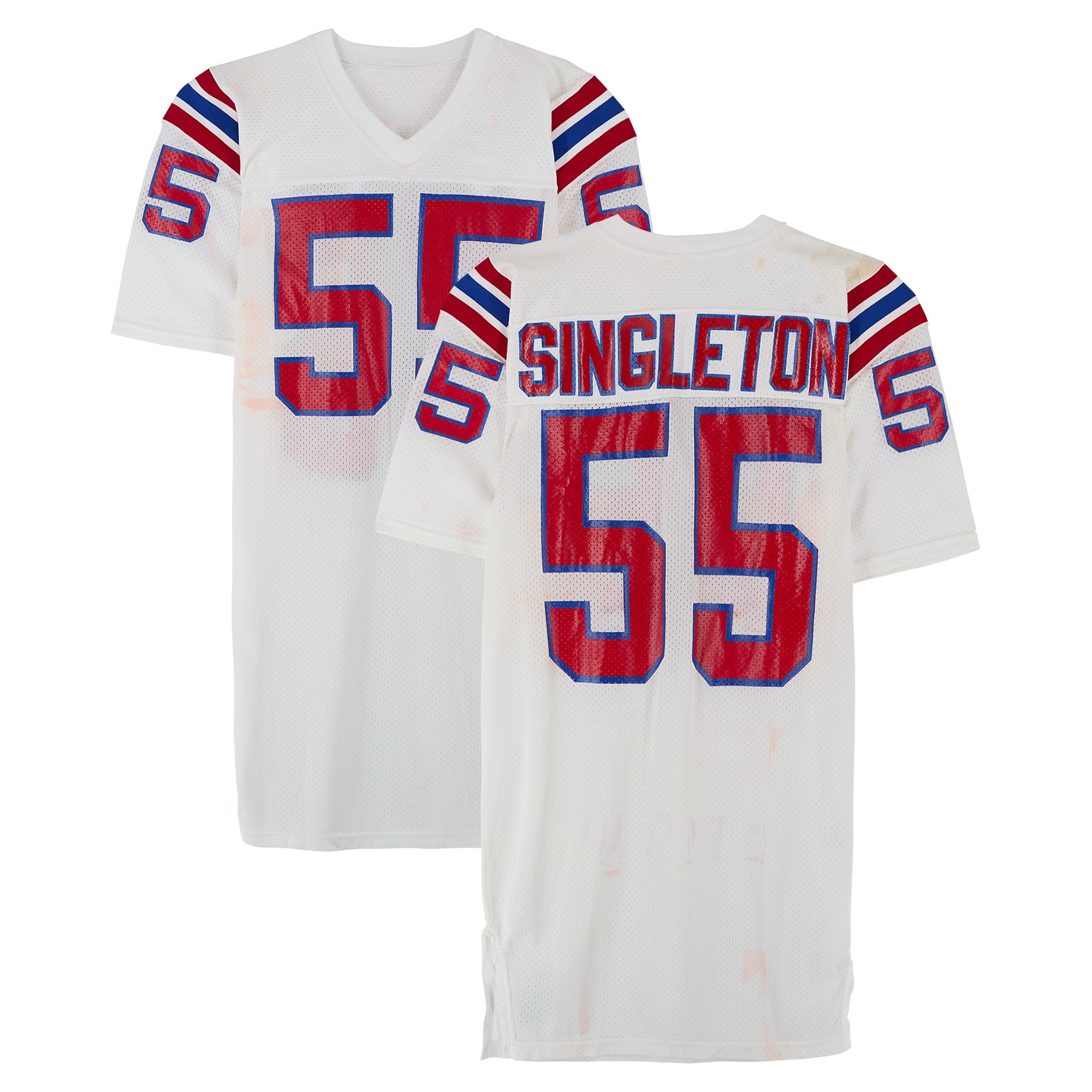 Chris Singleton New England Patriots Player-Issued #55 White Jersey from the 1990 NFL Season