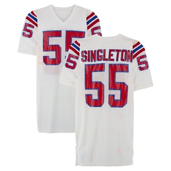 Chris Singleton New England Patriots Player-Issued #55 White Jersey from the 1990 NFL Season