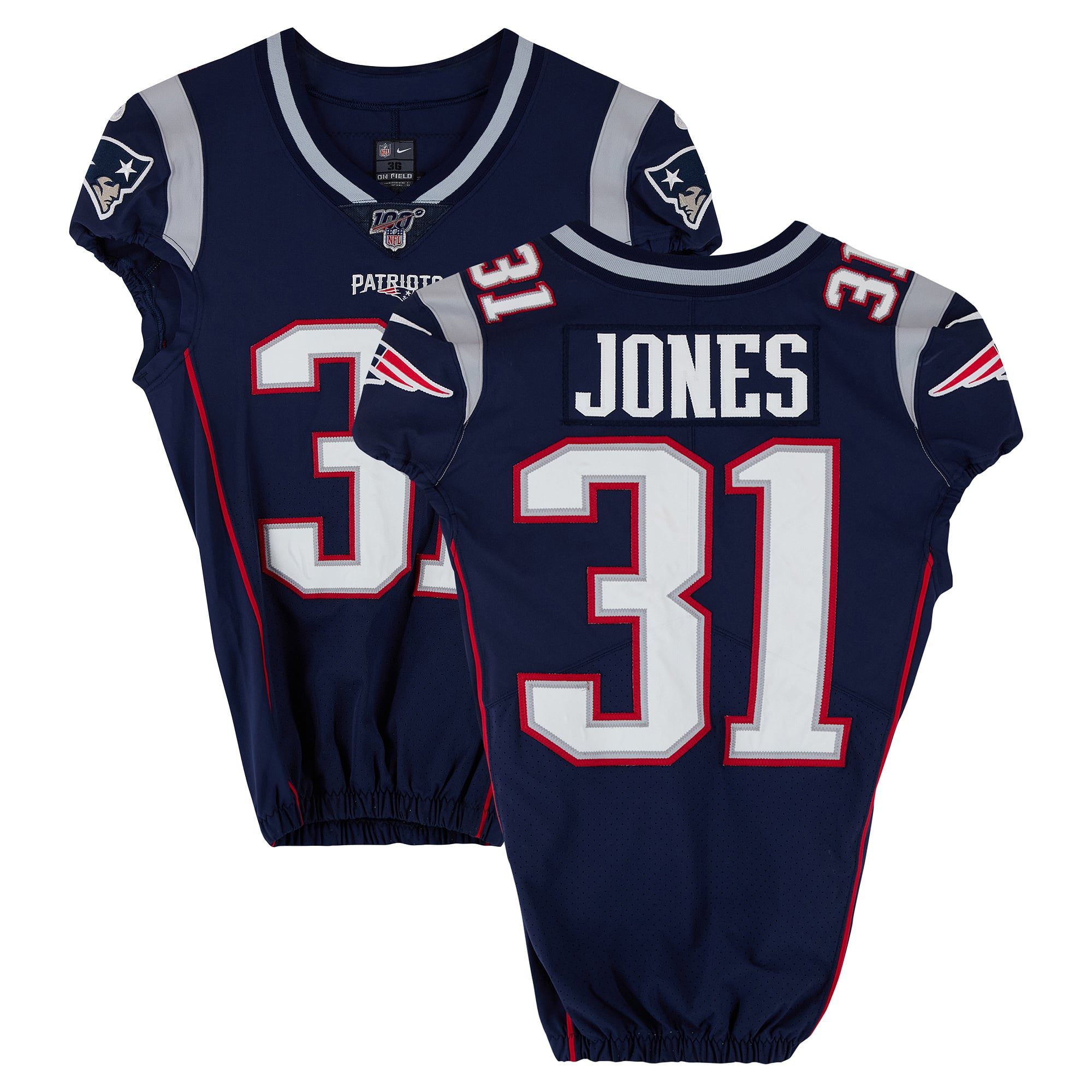 Jonathan Jones New England Patriots Player-Issued #31 Navy Nike Jersey from the 2019 NFL Season