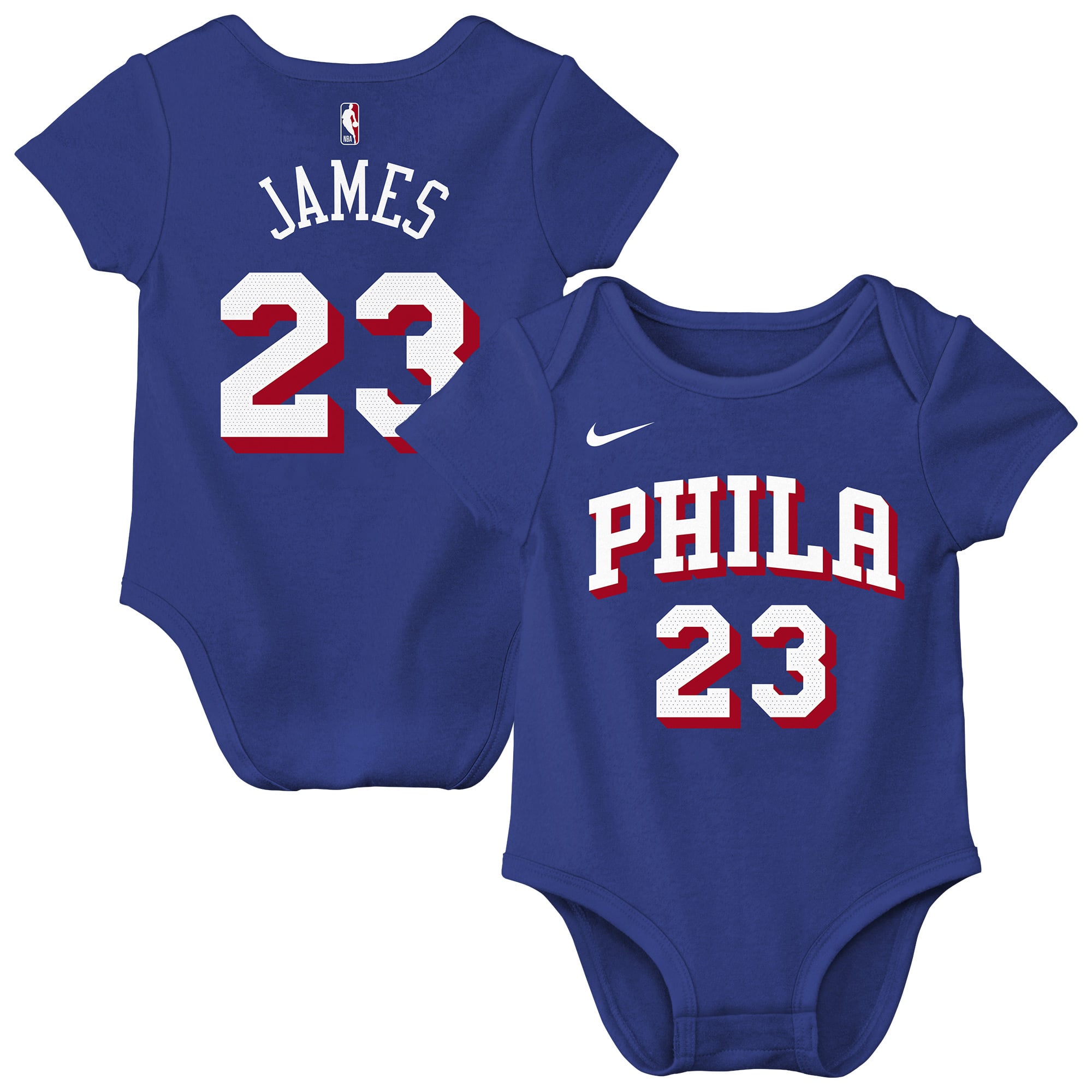 Infant Nike LeBron James Royal Philadelphia 76ers Name & Number Bodysuit