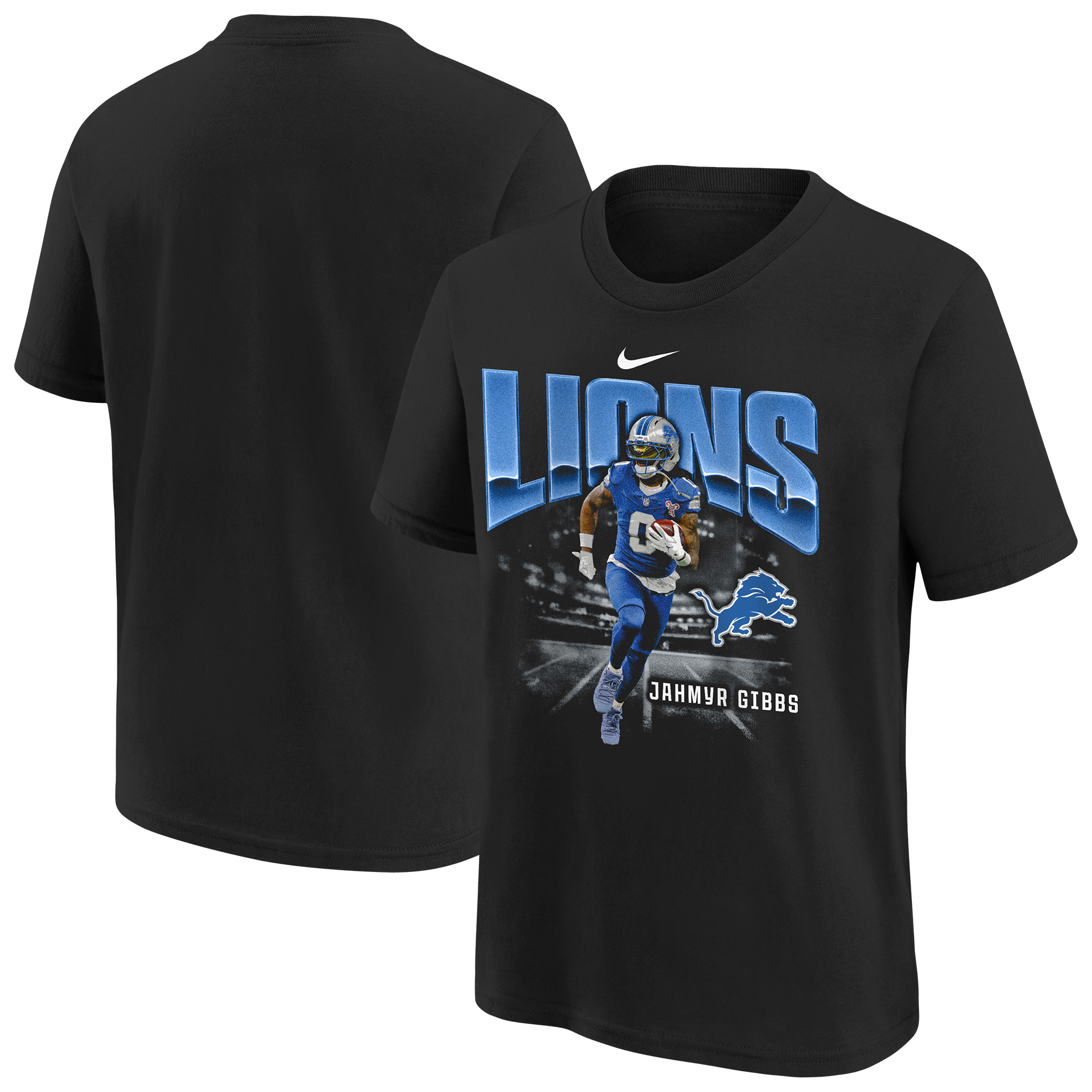 Youth Nike Jahmyr Gibbs Black Detroit Lions Oversized Player T-Shirt