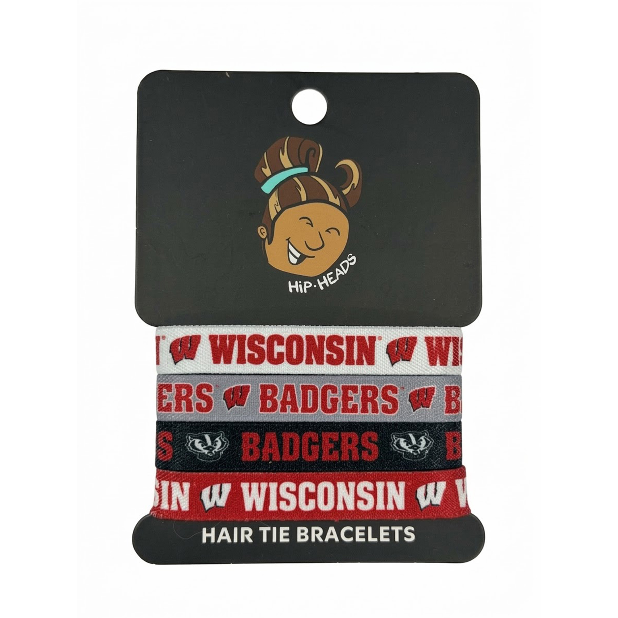 Hip Heads  Wisconsin Badgers Four-Pack of Hair Tie Bracelets