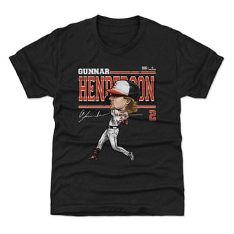 Youth 500 Level Gunnar Henderson Black Cartoon T-Shirt