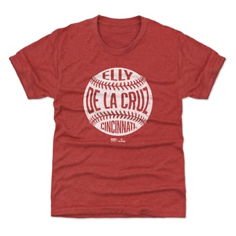 Youth 500 Level Elly De La Cruz Red Vintage Baseball T-Shirt