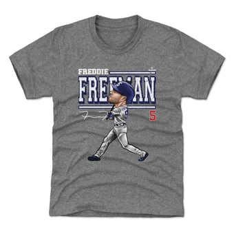 Youth 500 Level Freddie Freeman Gray Cartoon T-Shirt