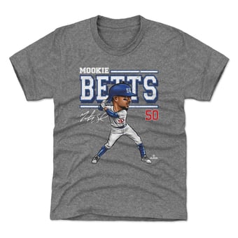 Youth 500 Level Mookie Betts Gray Cartoon T-Shirt