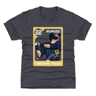 Youth 500 Level Christian Yelich Navy Card T-Shirt