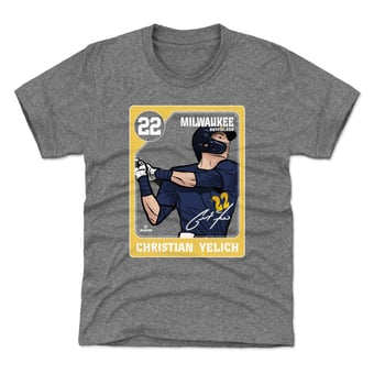 Youth 500 Level Christian Yelich Gray Card T-Shirt