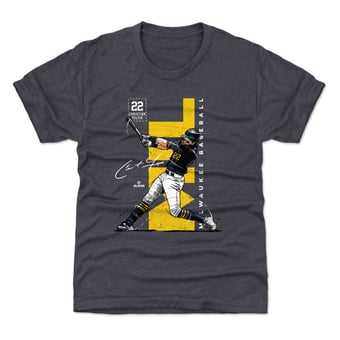 Youth 500 Level Christian Yelich Navy Vertical T-Shirt