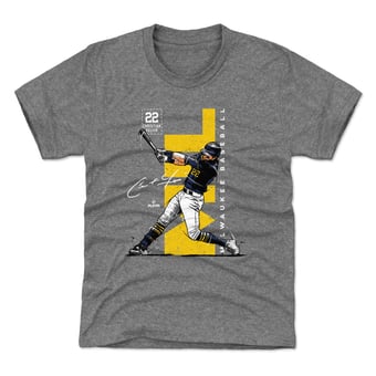 Youth 500 Level Christian Yelich Gray Vertical T-Shirt