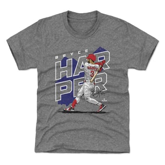 Youth 500 Level Bryce Harper Gray Player Map T-Shirt
